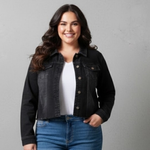 NEW! Nordstrom Black Jean Jacket sz 2X NWT - Picture 3 of 6